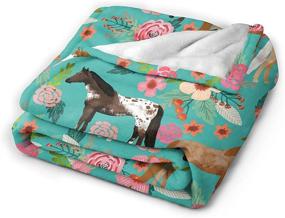 img 3 attached to 🐴 Rustic Flannel Plush Throw Blanket: Horses Floral Horse Breeds Farm Animals Pets Flowers Pattern, Wrinkle-Resistant 50"x40