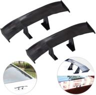 🚗 2-pack universal car mini spoiler wing set - carbon fiber texture auto tail wing enhancement, no drill installation. size: 6.7 inch (black) logo