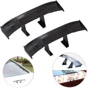 img 4 attached to 🚗 2-Pack Universal Car Mini Spoiler Wing Set - Carbon Fiber Texture Auto Tail Wing Enhancement, No Drill Installation. Size: 6.7 Inch (Black)