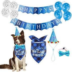 img 4 attached to TCBOYING Dog Birthday Outfit Girl Boy Bandana, Dog Birthday Party Supplies 13-Piece Set, Cute Scarf Hat Bowtie and Banner for Dog Birthday Party Decorations