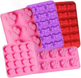 img 4 attached to 🐾 Shxmlf Puppy Treat Molds – Food Grade Silicone Dog Paw and Bone Mold for Biscuits, Chocolate, Candy, Cake Baking – Non-stick Ice Cube Mould – Oven, Microwave, Freezer, Dishwasher Safe – 5 Pack