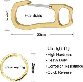 img 3 attached to 🔑 Premium Quality Brass Carabiner Keychain Set: PPFISH 2PCS Heavy Duty EDC Quick Release Hooks with Key Ring for Men and Women