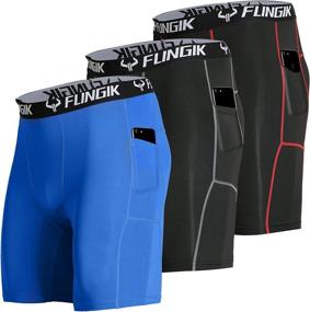 img 4 attached to Maximize Performance with FUNGIK Compression Pants & Shorts: 2 Pack Pants and 3 Pack Shorts - UV Protective Active Baselayer with Convenient Pockets for Workout and Fitness