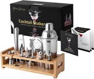 🍹 bamboo stand green science bartender kit - 25 oz professional cocktail shaker set - premium stainless steel barware tools with jigger, muddle & strainers for perfect home bar drink mixing (rectangle) logo