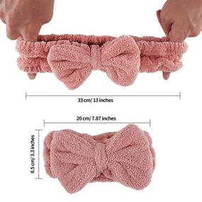 img 2 attached to 🎀 Set of 4 Senkary Microfiber Bowtie Headbands – Soft Makeup Headbands for Women and Girls, Ideal for Face Wash, Spa, Shower – White, Blue, Pink, Brown