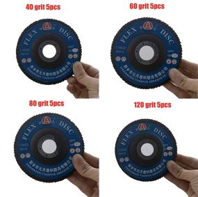 img 3 attached to Premium High Density Flap Discs Assortment - 20 Pack, 4 1/2 Inch, 40 60 🔸 80 120 Grit, Aluminum Oxide Abrasives, Sanding Grinding Disk, Flat Type #27, 7/8 Inch Arbor Size