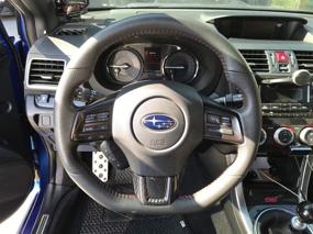 img 2 attached to 🔥 Улучшите свой Subaru WRX STI 2015-2020 с облицовкой рулевого колеса из легкого сухого карбона - прочное и стильное улучшение с прозрачным УФ-стойким покрытием.