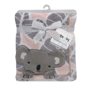 img 3 attached to 🐨 Calypso Pink and Gray Koala Leaf Print Luxury Coral Fleece Baby Blanket by Lambs & Ivy