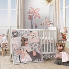 img 1 attached to 🐨 Calypso Pink and Gray Koala Leaf Print Luxury Coral Fleece Baby Blanket by Lambs & Ivy