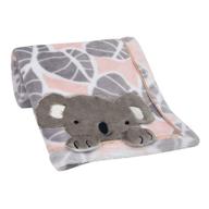 🐨 calypso pink and gray koala leaf print luxury coral fleece baby blanket by lambs & ivy logo