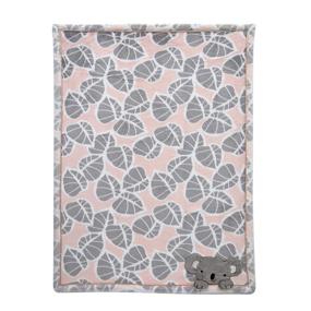 img 2 attached to 🐨 Calypso Pink and Gray Koala Leaf Print Luxury Coral Fleece Baby Blanket by Lambs & Ivy