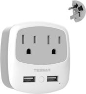 🔌 tessan type i power plug adapter with 2 usb ports and 2 american outlets - ideal for travel to china, australia, new zealand, fiji, and argentina logo