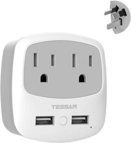 img 4 attached to 🔌 TESSAN Type I Power Plug Adapter with 2 USB Ports and 2 American Outlets - Ideal for Travel to China, Australia, New Zealand, Fiji, and Argentina