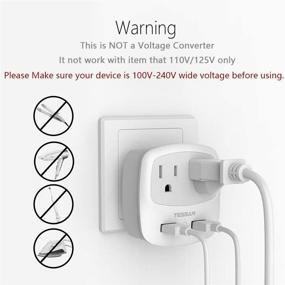 img 1 attached to 🔌 TESSAN Type I Power Plug Adapter with 2 USB Ports and 2 American Outlets - Ideal for Travel to China, Australia, New Zealand, Fiji, and Argentina