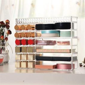 img 1 attached to 💄 V-HANVER Acrylic Makeup Organizer Holder - Versatile Countertop Vanity Storage Stand for Lipstick, Eyeshadow Palette, Perfume, and More