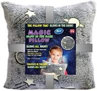 🌙 glow in the dark pillow - super soft night sky objects: 17"x17" soft glow all night logo