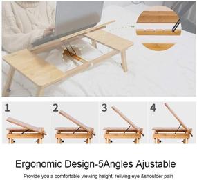 img 1 attached to TAEERY Multi-Tasking Laptop Bed Tray Table: Portable Bamboo Lap Desk for Writing, Reading, Eating - Foldable Legs and Storage Drawer for Sofa Couch