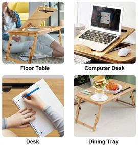 img 2 attached to TAEERY Multi-Tasking Laptop Bed Tray Table: Portable Bamboo Lap Desk for Writing, Reading, Eating - Foldable Legs and Storage Drawer for Sofa Couch