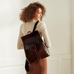 img 3 attached to 🎒 S-ZONE Women Vintage Genuine Leather Backpack Purse - Stylish Rucksack Schoolbag Travel Daypack with Luggage Sleeve