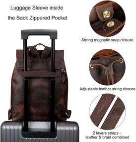img 1 attached to 🎒 S-ZONE Women Vintage Genuine Leather Backpack Purse - Stylish Rucksack Schoolbag Travel Daypack with Luggage Sleeve