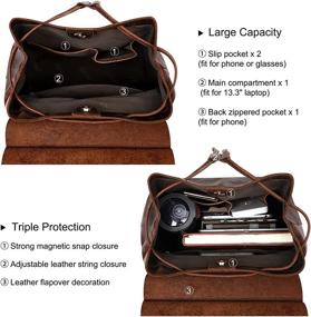 img 2 attached to 🎒 S-ZONE Women Vintage Genuine Leather Backpack Purse - Stylish Rucksack Schoolbag Travel Daypack with Luggage Sleeve