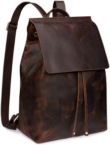 img 4 attached to 🎒 S-ZONE Women Vintage Genuine Leather Backpack Purse - Stylish Rucksack Schoolbag Travel Daypack with Luggage Sleeve