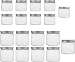 img 4 attached to 🔸 Tebery 18 Pack Clear Plastic Jars Bottles Containers with Silver Metal Lids - 12oz &amp; 5oz Transparent Storage Container for Slime, Dry Kitchen Goods, and More