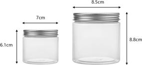 img 1 attached to 🔸 Tebery 18 Pack Clear Plastic Jars Bottles Containers with Silver Metal Lids - 12oz &amp; 5oz Transparent Storage Container for Slime, Dry Kitchen Goods, and More