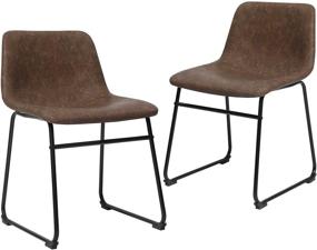 img 4 attached to Ретро коричневые стулья для обеденного стола: набор из 2 штук с металлическими ножками, спинкой и широким удобным сиденьем - SONGMICS 18,9"L x 21,2"W x 29,9"H