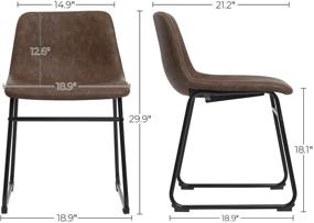img 1 attached to Ретро коричневые стулья для обеденного стола: набор из 2 штук с металлическими ножками, спинкой и широким удобным сиденьем - SONGMICS 18,9"L x 21,2"W x 29,9"H