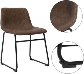 img 2 attached to Ретро коричневые стулья для обеденного стола: набор из 2 штук с металлическими ножками, спинкой и широким удобным сиденьем - SONGMICS 18,9"L x 21,2"W x 29,9"H