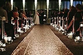 img 3 attached to 🌹 TRLYC Rose Gold Sequin Wedding Aisle Runner - 48in x 15 ft - Sparkling Sequin Carpet
