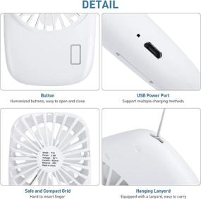 img 2 attached to Portable Fan - USB Rechargeable Handheld Mini Fan, Small 🌬️ Size with 2 Adjustable Speeds, Ideal for Travel, Office, and Outdoor Use