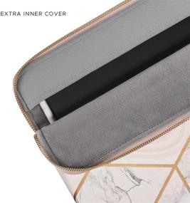 img 3 attached to 📱 Comfyable Tablet Sleeve - iPad Pro 12.9 inch M1 2021/2020 Compatible - Waterproof PU Leather Bag with Pencil Holder - Slim Protective Cover Case - Geometric Marble Design