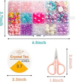 img 3 attached to 📿 OSNIE DIY Bead Jewelry Making Kit for Kids Girls with Mermaid, Starfish, Shell, Unicorn, Rainbow, Butterfly, Heart, Pearl Charms Beads for Bracelets, Rings, Necklaces - Creativity Beading Kits Art Craft, 400Pcs+