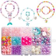 📿 osnie diy bead jewelry making kit for kids girls with mermaid, starfish, shell, unicorn, rainbow, butterfly, heart, pearl charms beads for bracelets, rings, necklaces - creativity beading kits art craft, 400pcs+ logo