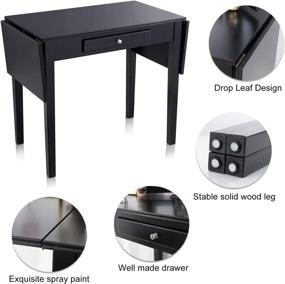 img 1 attached to 🖥️ Chende Black Vanity Desk: Space-saving Wooden Console Table with Drawer & Folding Writing Desk - Ideal for Home Office & Entryway Foyer