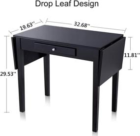 img 2 attached to 🖥️ Chende Black Vanity Desk: Space-saving Wooden Console Table with Drawer & Folding Writing Desk - Ideal for Home Office & Entryway Foyer