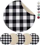 🍽️ senneny round placemats set of 6 - classic black and white buffalo plaid design - reversible cotton and burlap farmhouse placemats for round dining tables logo