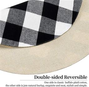 img 3 attached to 🍽️ Senneny Round Placemats Set of 6 - Classic Black and White Buffalo Plaid Design - Reversible Cotton and Burlap Farmhouse Placemats for Round Dining Tables