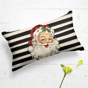 img 1 attached to AVOIN Watercolor Stripes Santa Claus Throw Pillow Cover - Christmas Winter Holiday Decoration for Sofa Couch, 12 x 20 Inch Cushion Case