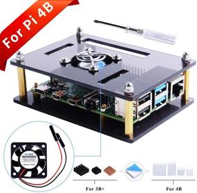img 4 attached to 🔧 GeeekPi Acrylic Case with Cooling Fan and 7PCS Heatsinks for Raspberry Pi 4 Model B & Raspberry Pi 3 Model B+, Brown