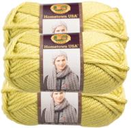 🦁 premium lion brand (3 pack) efficacious hometown usa soft monterey lime green yarn for knitting & crocheting - super bulky #6 acrylic logo