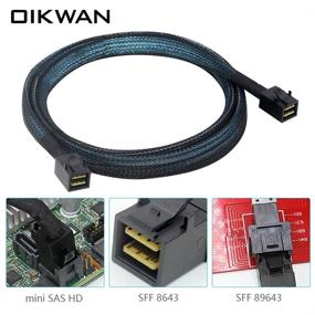 img 2 attached to 💻 OIKWAN Internal HD Mini SAS SFF-8643 to SFF-8643 Cable for RAID or PCI Express Controller, 1.6FT/0.5M Length