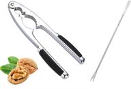 heavy duty walnut and pecan nut cracker tool with non-slip handle and pick - ideal for donuts, nutcrackers, seafood, and cracking walnut shells logo