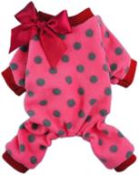 fitwarm cute ribbon polka dot fleece pet dog coats pajamas soft pjs winter clothes logo