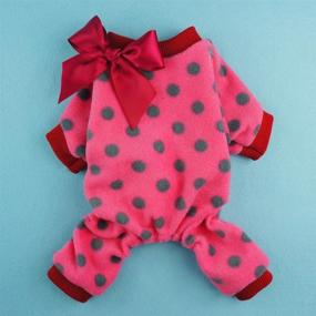 img 3 attached to Fitwarm Cute Ribbon Polka Dot Fleece Pet Dog Coats Pajamas Soft Pjs Winter Clothes