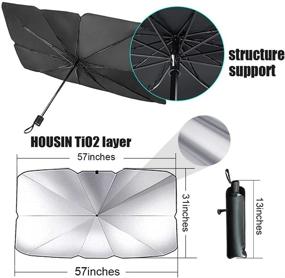 img 3 attached to ☀️ Складной зонт для автомобильного лобового стекла - Защитите свой автомобиль от УФ-солнца и жары (Большой: 57 ''x 31 '')