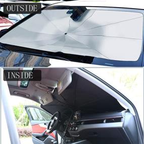 img 2 attached to ☀️ Складной зонт для автомобильного лобового стекла - Защитите свой автомобиль от УФ-солнца и жары (Большой: 57 ''x 31 '')