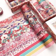 🌸 cherry blossoms floral pattern washi tape set - 12 rolls for scrapbook, diy, crafts, bullet journal, gift wrapping - enhance your seo logo